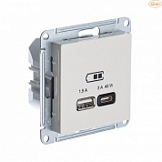 USB розетка A + тип-C 45W высокоскоростная зарядка QC,PDмеханизм, БЕЖЕВЫЙ